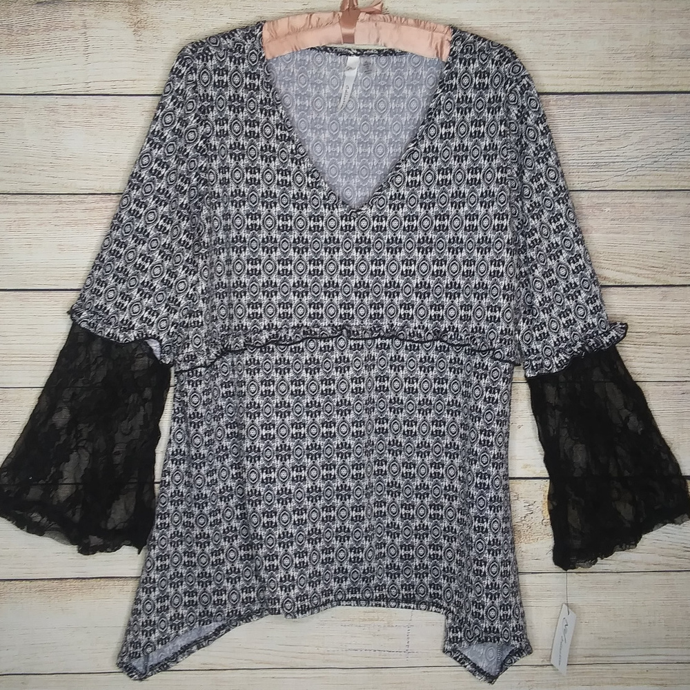 NY Collection Shark Bite Blouse Size XL